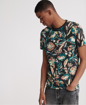 Superdry All Over Print Floral Férfi Pólók Fekete | TXBOW6079